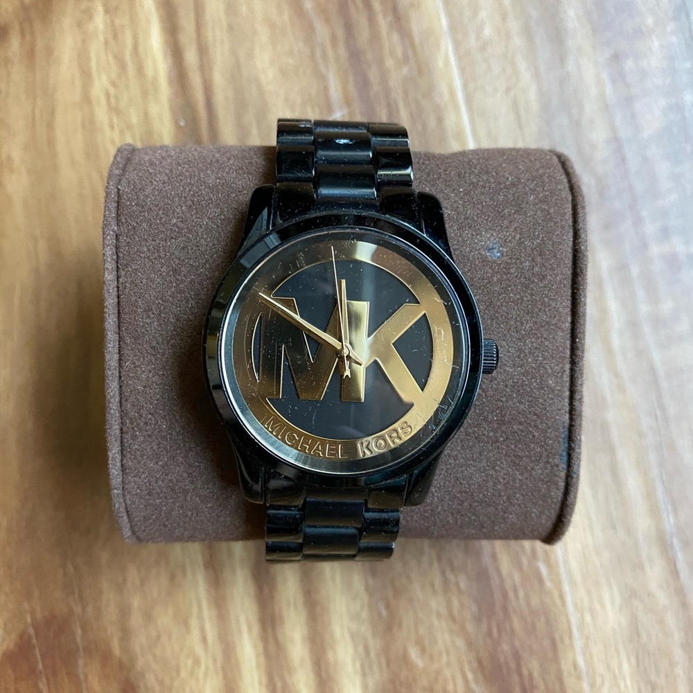 Michael Kors watch, black and gold